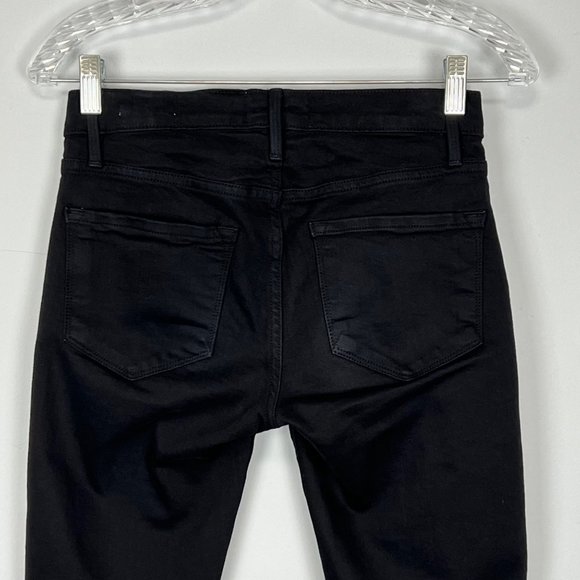 Frame Womens Le Skinny de Jeanne Jeans Raw Stagger Crop Mid Rise Black size 24 - Picture 8 of 15